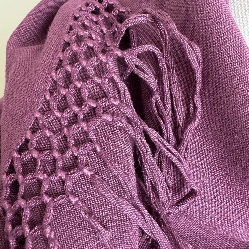TIENDA HO MOROCCAN SCARF  Hand Woven Purple Fringe 40